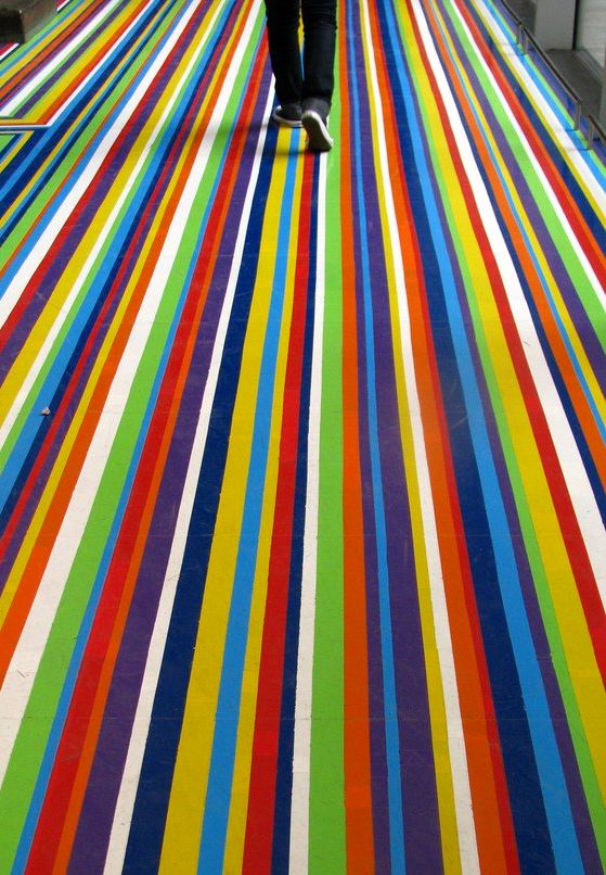 striped floor decor with vinyl tapes from Jim Lambie