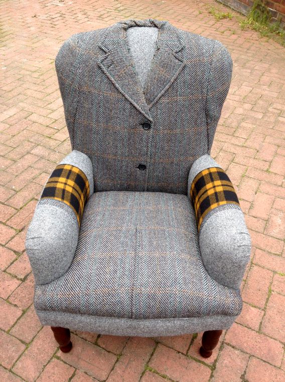 upholstery of a chair from a man's coat