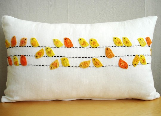 decorative pillow Yellow Birds, Sukan Art 