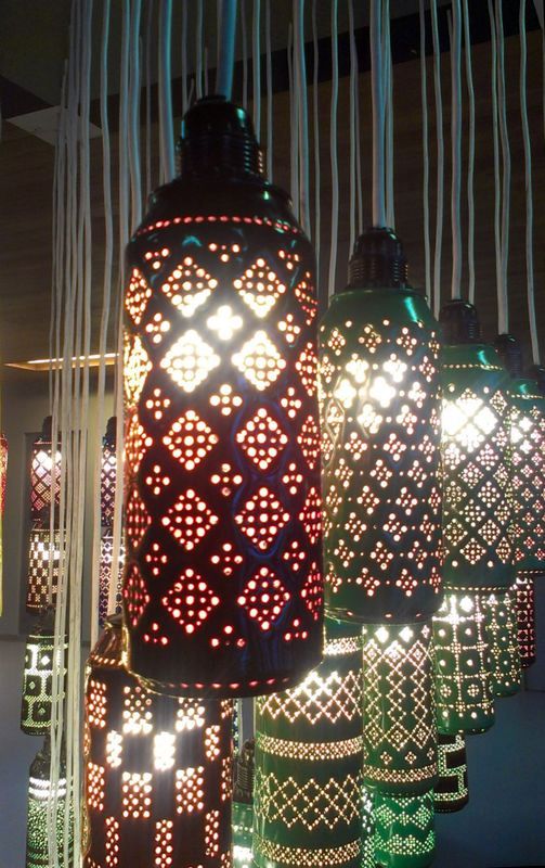 лампа - занаяти от бирени кутии