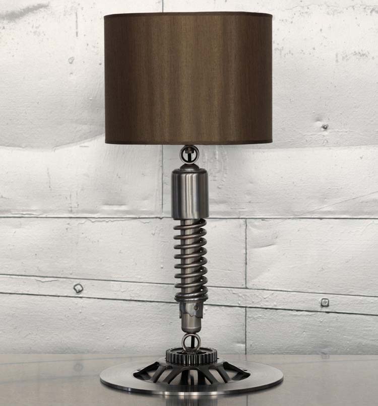 Lamp from a motorcycle shock absorber