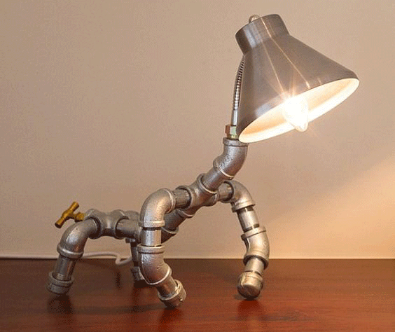 Homemade lamp in the form of a dog