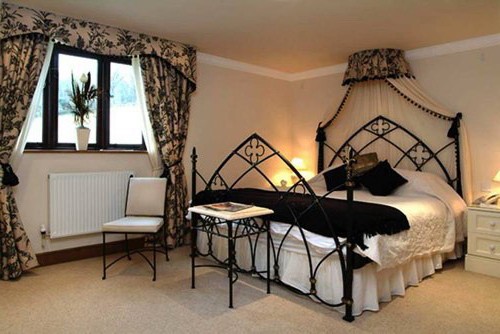 Choosing dark furniture in a bright bedroom