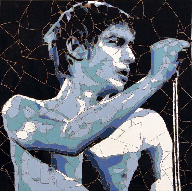 portrait of Iggy Pop - mosaic of broken tiles