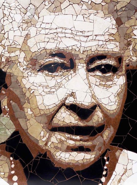 mosaic of broken tiles-portrait of Elizabeth II