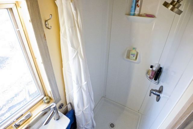 Shower in a small house on wheels