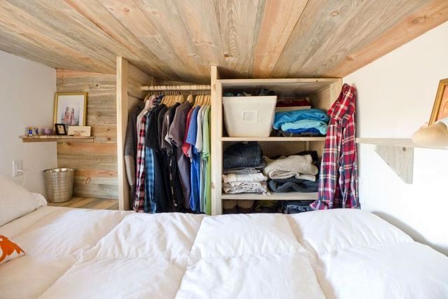 Wardrobe in the bedroom at home on wheels