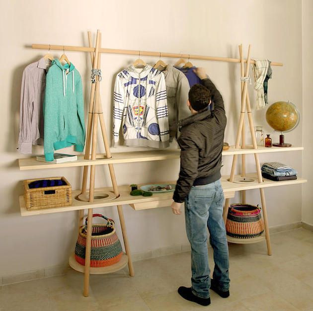 prefabricated Tipi rack as an open cabinet