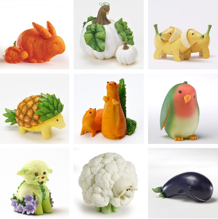 60+ new ideas from vegetables and fruits. Crafts for the exhibition in kindergarten.