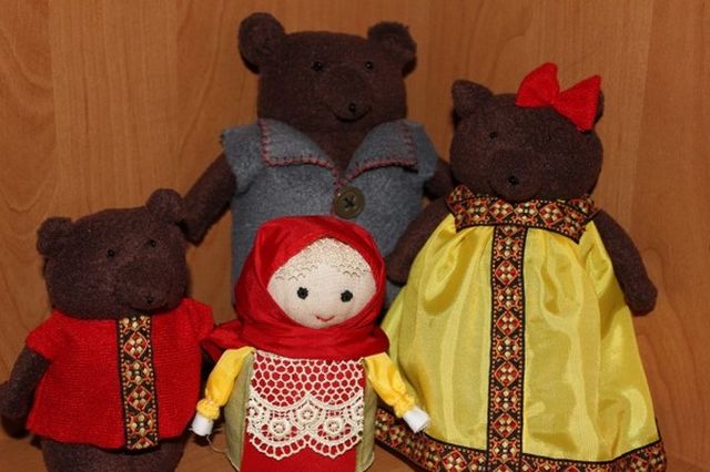 Dolls for a fairy tale Three bears from a fleece step 1