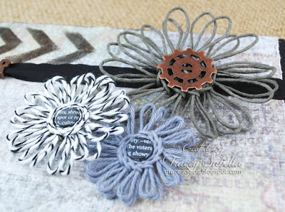 flowers by hand from ribbons of paper Foamirana newspaper fabric felt handy material