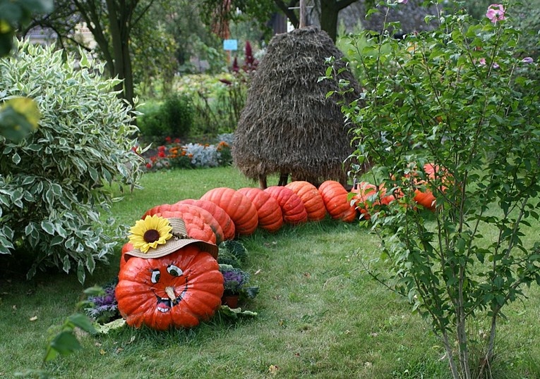 Positive pumpkin caterpillar for garden decoration