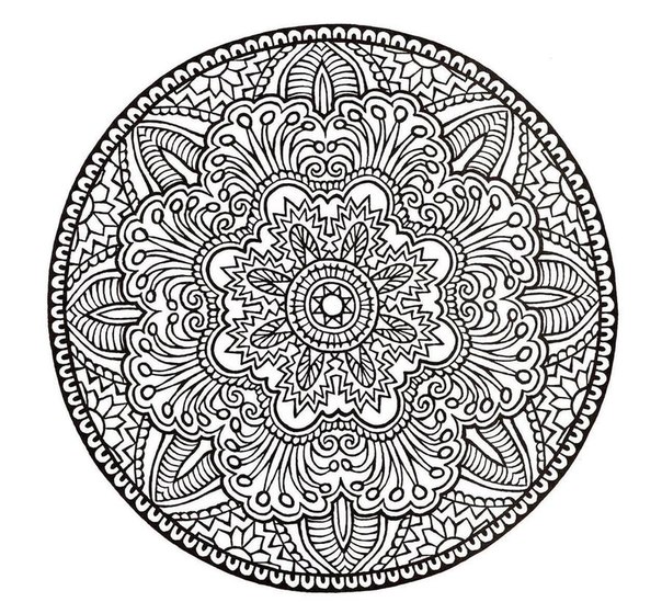 Mandala of happiness for coloring. Coloring with meaning print for free.