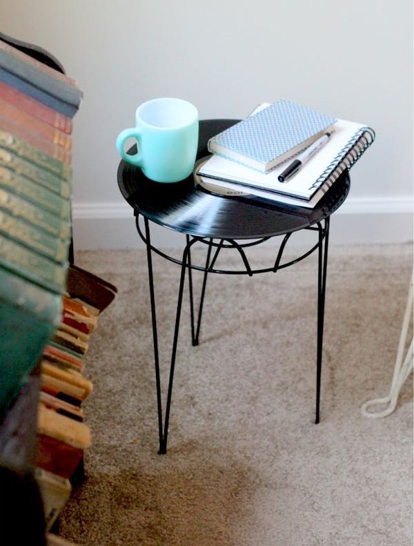 side table from a vinyl plate
