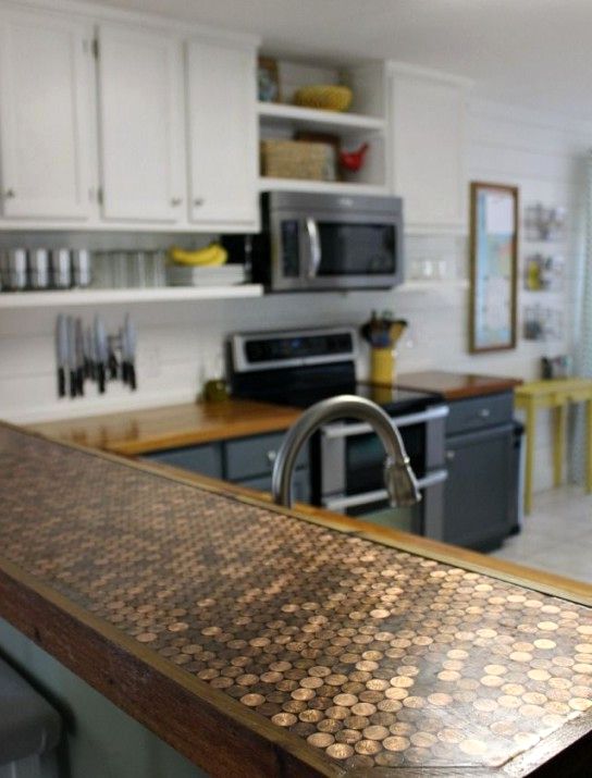 kitchen counter tops from coins