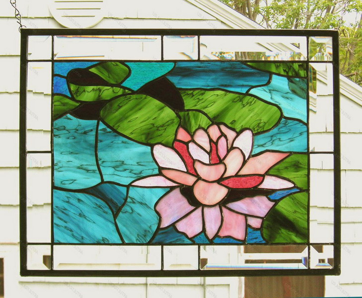 Pictures of stained-glass windows in the decor of the interior of an apartment and a house