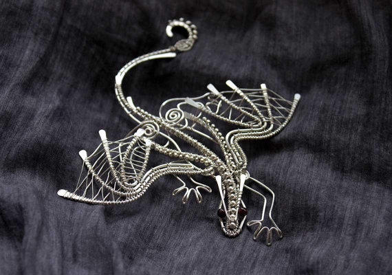 A delightful dragon made of wire and beads