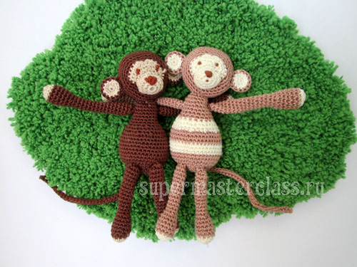 Knitted monkeys with diagrams