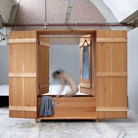 original wooden covered bath - cupboard