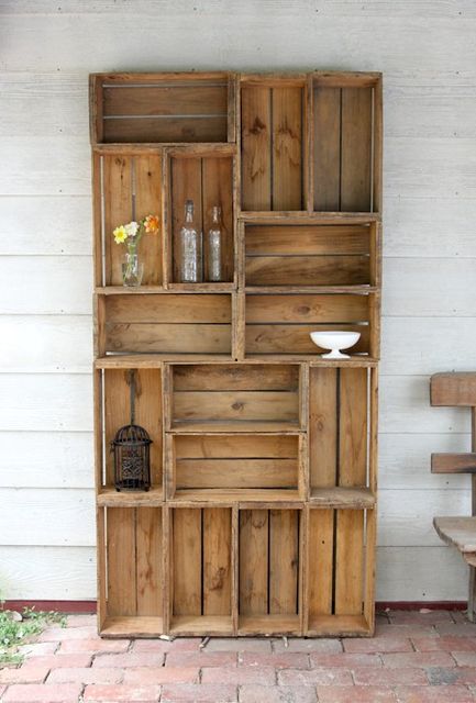wooden shelves