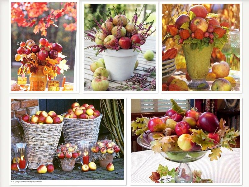 осінній декор столу з яблуками