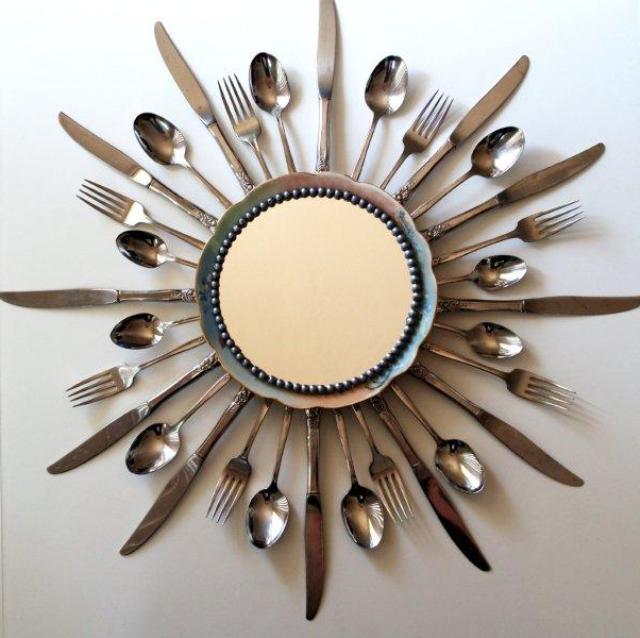 Frame for a mirror with your own hands from cutlery