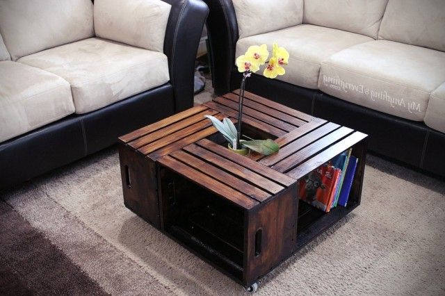coffee table from wooden boxes